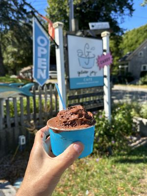 Dark chocolate sorbet  at Gelato Joy Cafe in Wellfleet
