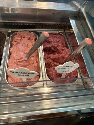 Berry sorbets  at Gelato Joy Cafe in Wellfleet