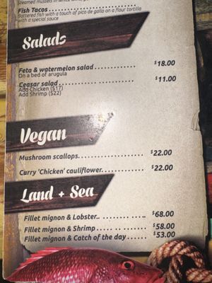 Vegan section on menu  #Veganuary at Fisherman's Hut Aruba in Noord