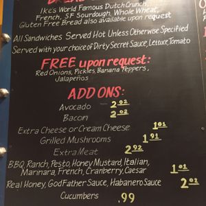 Bread and add on options at Ike's in Cupertino