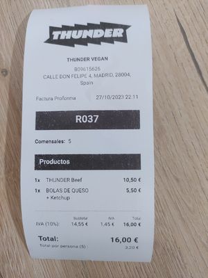  at Thunder Vegan - La Latina  in Madrid