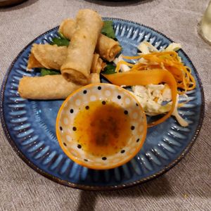 Shiitake mushroom spring rolls at Little Eden  in Yungaburra