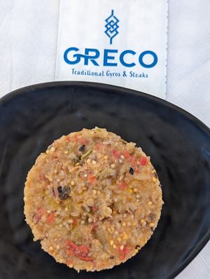 Eggplant salad at Greco Paros in Paros