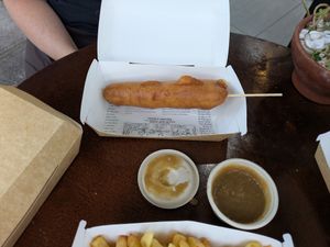 Dog at Suzy Spoon's Vegetarian Butcher in Marrickville