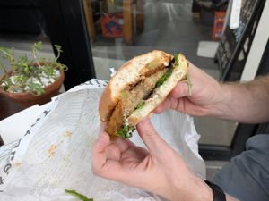 Burger at Suzy Spoon's Vegetarian Butcher in Marrickville