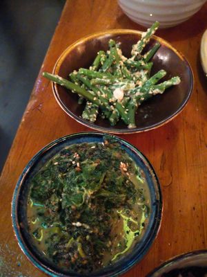 Beans and sesame-spinach at Izakaya Nozomi in Luzern