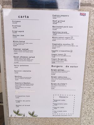 Menu at O Encontro Gastrobar in Pontevedra