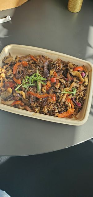 Lauryn Hill Bowl: Teriyaki Stir Fry, Sautéed Oyster mushrooms, wild rice & at Plants & Poets Cafe in Newark