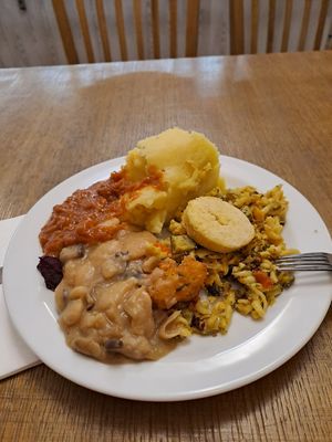 A selection from their extensive buffet. at Zdravy Zivot in Brno