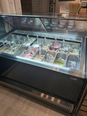 Vegan ice cream is labelled at Patti Gelateria cartagena in Cartagena