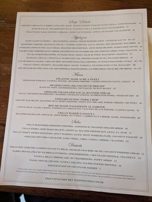 Menu at Hudson Clearwater in New York City