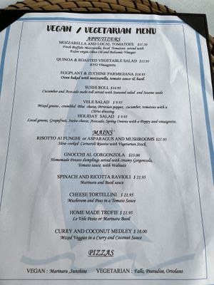 Vegetarian Menu  at Le Vele Waterfront Dining in George Town