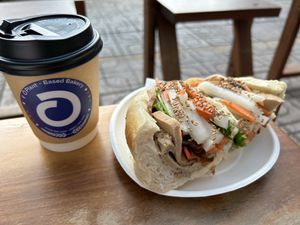Latte and Banh mi #Veganuary at O Plant-based - Nguyễn Đình Chiểu in Ho Chi Minh City