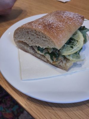 Lemon chickpea sandwich at Joseph Brot in Salzburg