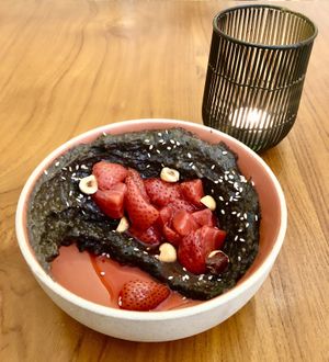 Black sesame overnight porridge   at Pekoe in Dubai