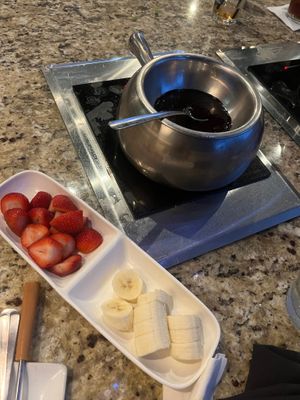 Vegan dessert option. Chocolate is vegan and dark at The Melting Pot in Jacksonville