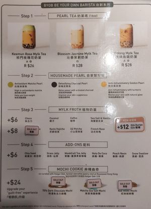 Menu (Be your own barista) at Mother Pearl 圓貝 - Tsim Sha Tsui in Kowloon