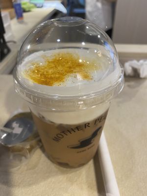 I don’t quite remember the name of the seasonal speciality drink I ordered, but it was like a golden mylk and it was absolutely delicious!!  at Mother Pearl 圓貝 - Tsim Sha Tsui in Kowloon
