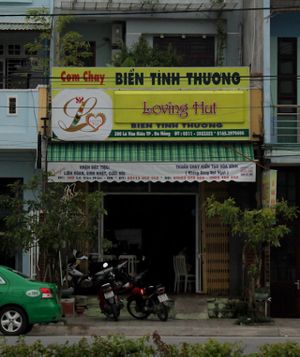 View of restaurant from east side of Le Van Hien street. at Loving Hut - Bien Tinh Thuong in Da Nang