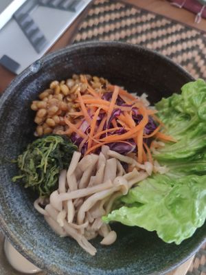 Tempeh bowl at Grasshopper Cafe in Luang Prabang