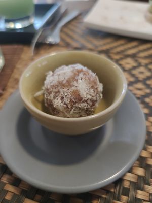 Peanut butter energy ball at Grasshopper Cafe in Luang Prabang