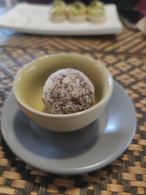 Cacao energy ball at Grasshopper Cafe in Luang Prabang