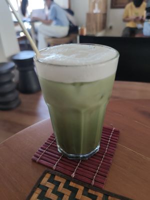 Iced Matcha Almond Milk Tea at Grasshopper Cafe in Luang Prabang