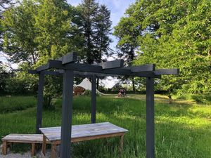 Glamping...almost! Tent, beds & bedding. All you need is towels.  at Chambres d'hôtes et Camping Vegan à Tairial à La Martinèche. in Soubrebost