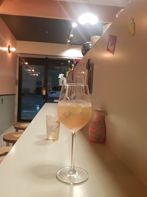 Lychee and Kiwi White Sangria at WILL YOU CURRY ME? in Fukuoka