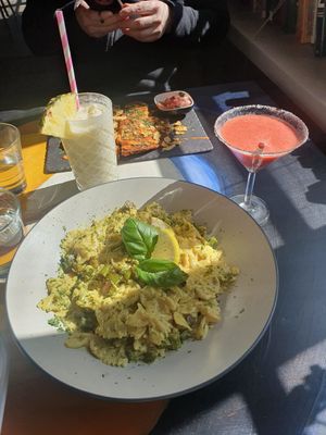 Asparagus pasta was incredible! at Green Mama's in Karis