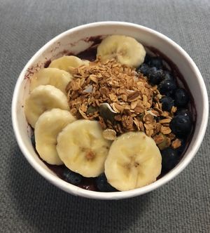 Açai with banana, blueberries and granola  at Poke and Co  in Abu Dhabi