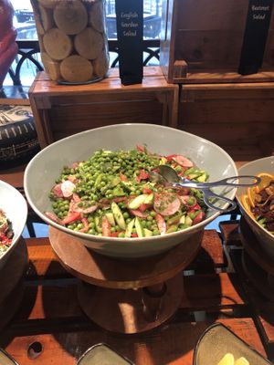 Pea and cucumber salad  at Cooper's Bar and Restaurant in Abu Dhabi