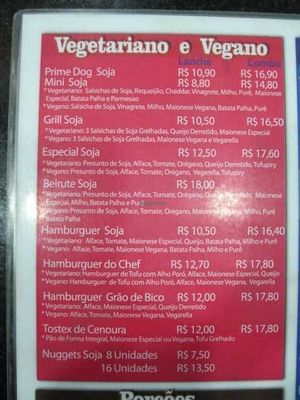 Prime Dog vegan menu at Prime Dog - Vila Mariana in Sao Paulo