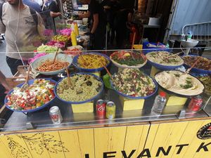 Salad counter at Levant Kitchen - Southbank Centre Food Market in South East London