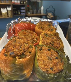 Vegan Stuffed Peppers   at Java Blue Coffee and Market in Montgomery