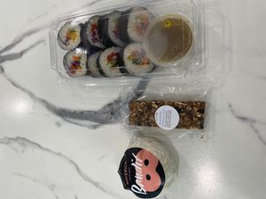 Vegan cheese, granola bar, vegan sushi  at Real Food Studio in Leonardtown