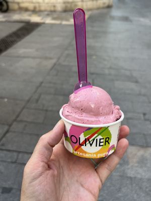 Mixed berry and coconut flavour   at Gelateria Italiana Olivier in Sitges