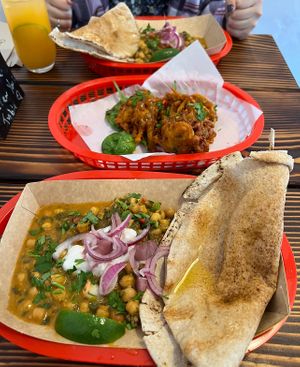 Trinidadian Chickpea Curry and Sweet Potato Nests  at Black Pearl Creole Kitchen in Gairloch