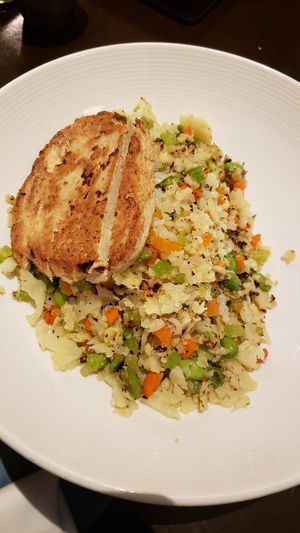 Cauliflower Rice with Gardein Chicken at Triple George Grill in Las Vegas