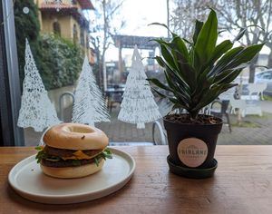 The Ultimate Vegan Bagel at Fairlane Coffee in Portland