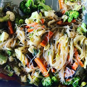 Rice noodles with vegetables  at Baan Chey - บ้านเจ in Nan
