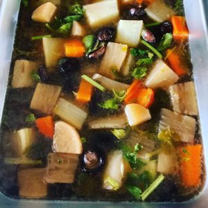 Lovely clear soup with fresh vegetables  at Baan Chey - บ้านเจ in Nan