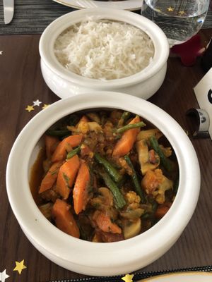 Vegan curry and rice  at Giornotte in Abu Dhabi
