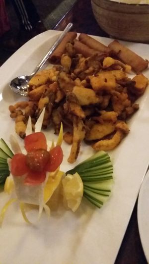 Gan guo mo gu: various types of deep-fried mushrooms with spring rolls at Eat East in Stockholm