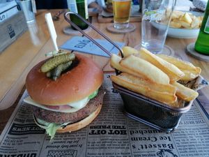 Vegan burger at Elvis Kitchen in Sozopol