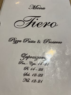 Menu 09.2024  at Fiero in Tuchola