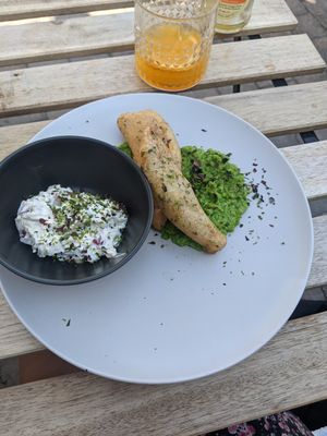 Nori battered blossom at Orange Cafe Bar in Mousehole