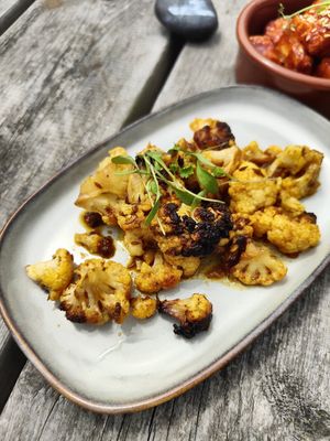 Roast cauliflower at Orange Cafe Bar in Mousehole