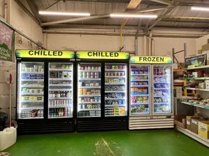 Chilled and frozen section (in the warehouse area)   at Highland Wholefoods in Inverness