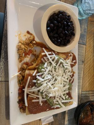 Vegan enchiladas (I took a bite sorry haha)  at La Catrina in Ellijay